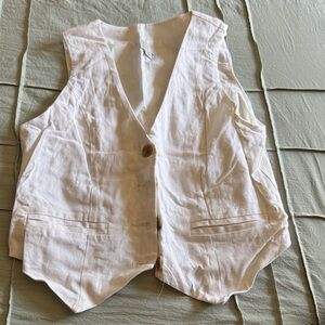 A New Day Ivory Button-Up Vest linen material size small